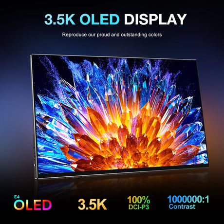 15.6 inch 3.5K OLED portable screen, resolution 3456X2160, supports VESA, compatible with mobile phones/Switch/PS5/Xbox/laptops