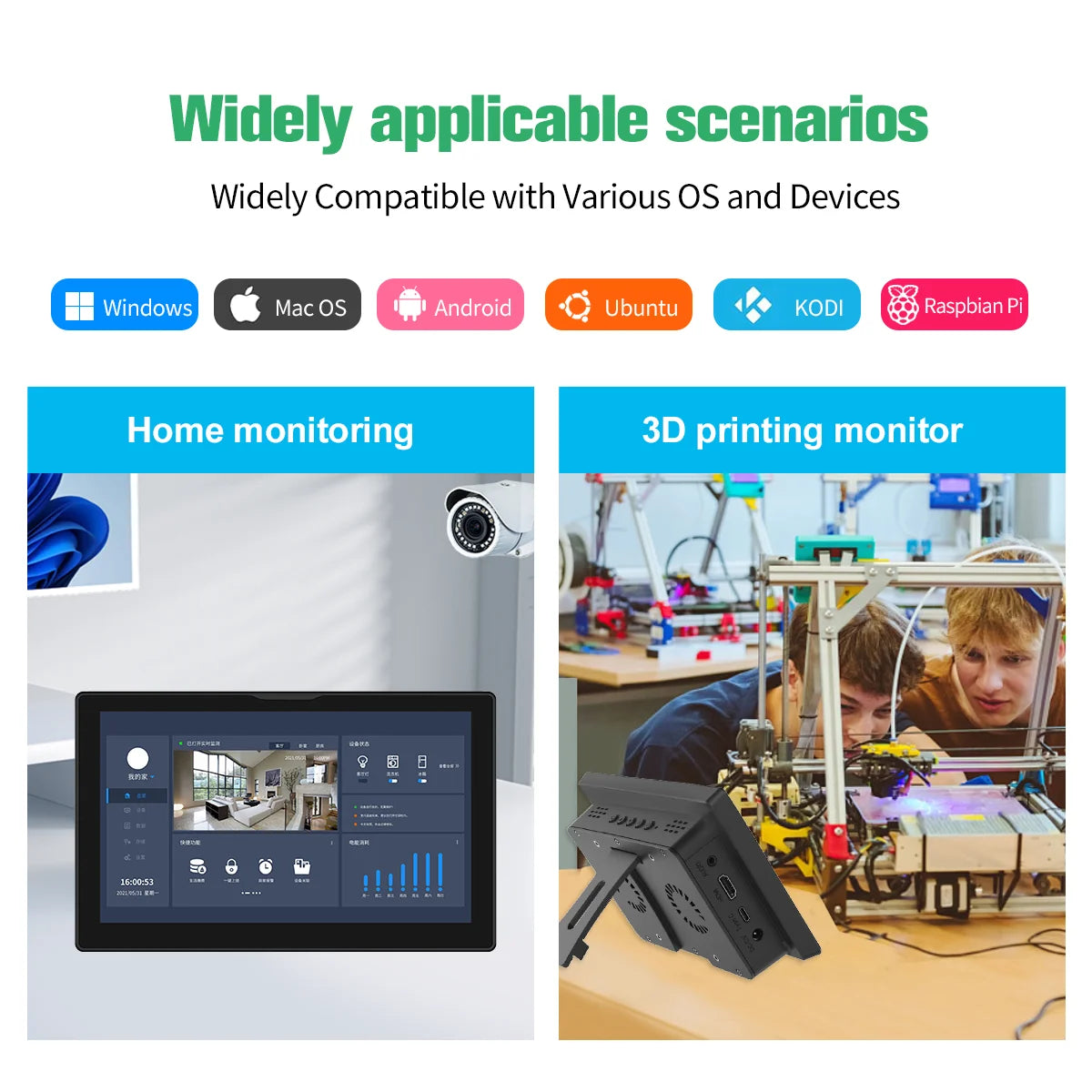 8‘’ Monitor for Raspberry Pi 4 3 Touchscreen 1280x800 16:10 Display HDMI USB Interface for Computer Program Monitors