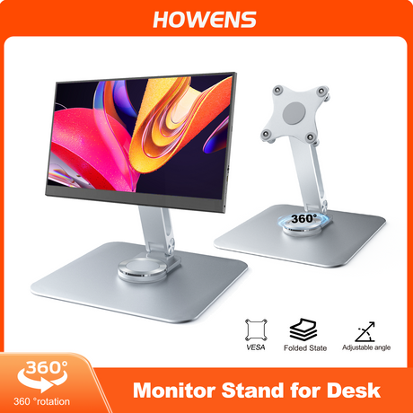 Protable Monitor Stand Aluminum Alloy Table Bracket 360 ° Rotation for M4 Screw Computer Bases 2KG Load Capacity Super Stable